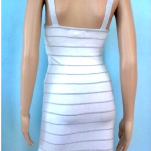 NEW Arden B Bandage Tank Dress White & Silver Metallic Ribbed size Large - Picture 4 of 10